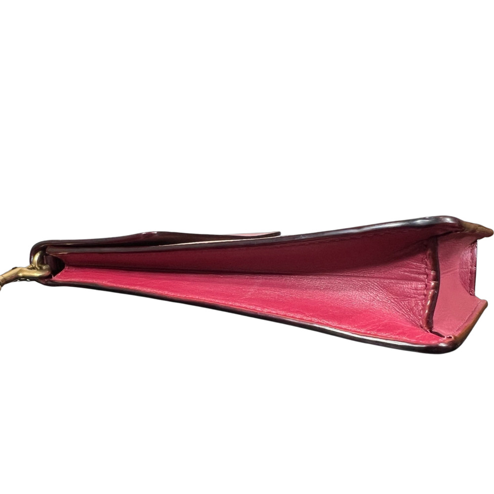 Coach Snap Phone Crossbody Signature Coated Canvas Leather 76357 Red Chain Strap - Picture 8 of 12